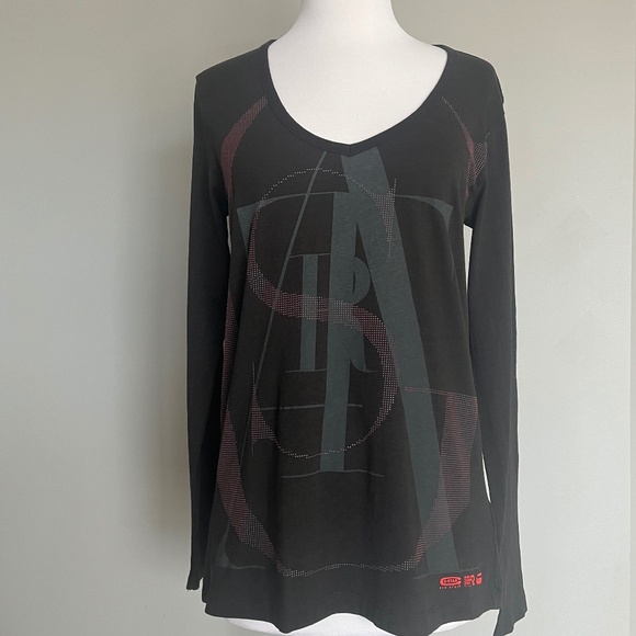 G Star Raw Ruby V T Logo Women's Cotton V-neck Casual Top T-Shirt Large - Picture 1 of 12